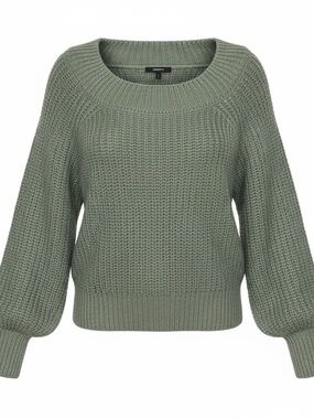 Forever 21 Sage Green Balloon Sleeve Crewneck Sweater